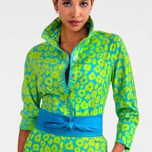 Vibrant Green and Blue Patterned Dress